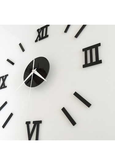 Tenfowee 3d Pvc Otomatik Yapıştırıcı Sessiz Tasarım Duvar Saati, Ev Ofis Dekorasyonu, Boyut Ayarlanabilir Dıy Siyah Saat Çok Renki