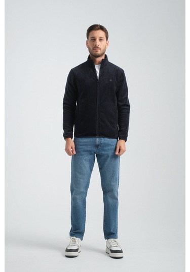 Shooter Sportswear Erkek Polar Sweatshirt Kışlık Standart Fit Outdoor Karyoka Dikiş Detaylı Lacivert