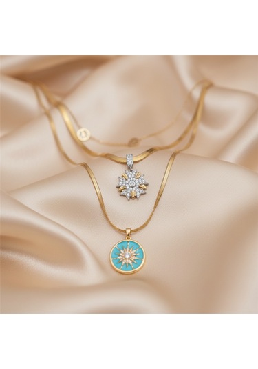 Celestia Layered Kolye Seti Çok Renkli