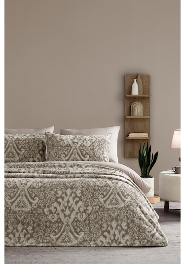 Puffy Lera Tek Kişilik Yatak Örtüsü Seti - Vizon