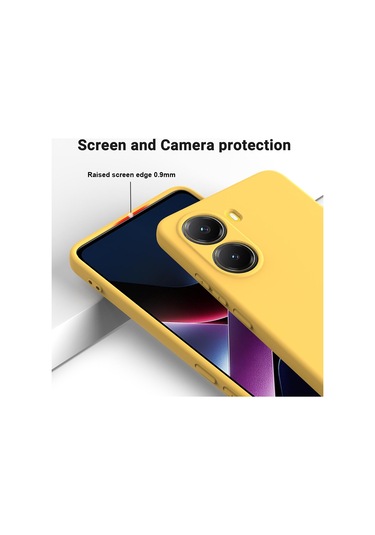 Xiaomi Poco X7 Pro İçin Düz Renk Sıvı Silikon Damlamaz Tam Kapsama Telefon Kılıfı Sarı