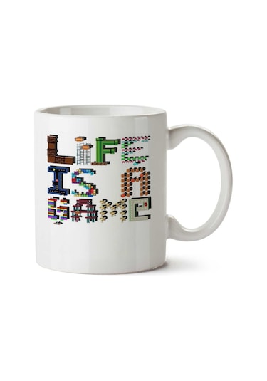 Life İs A Game İki Tarafı Baskılı Kupa Bardak Çok Renkli