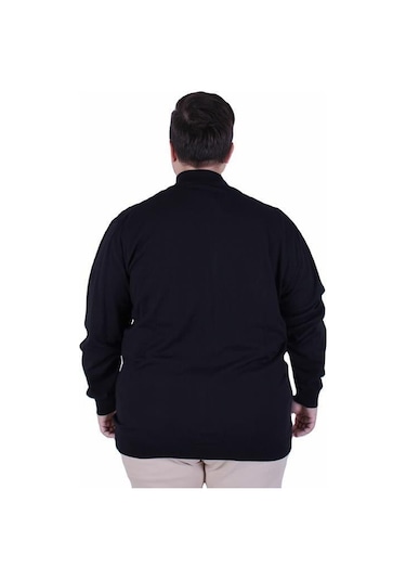 Starbattal Erkek Büyük Beden Fermuarlı Hırka 23754 Sıyah Siyah