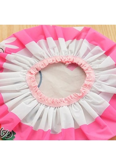 Beyaz Çocuk Karikatür Sevimli Hayvan Baskı Duş Başlığı Banyo Salonu Su Geçirmez Saç Şapka Beyaz