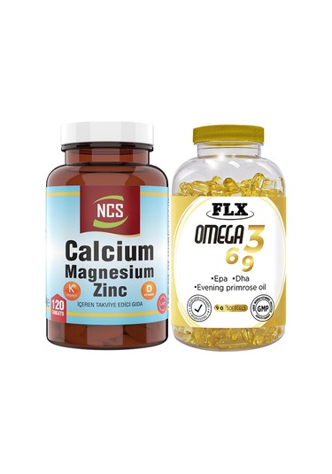 Ncs Kalsiyum Magnezyum Zinc D&K 120 Tablet & Flx Omega 3-6-9 Tab