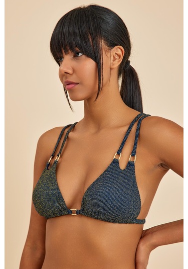 Maldives Lacivert Dolgusuz Üçgen Bikini Üst Lacivert