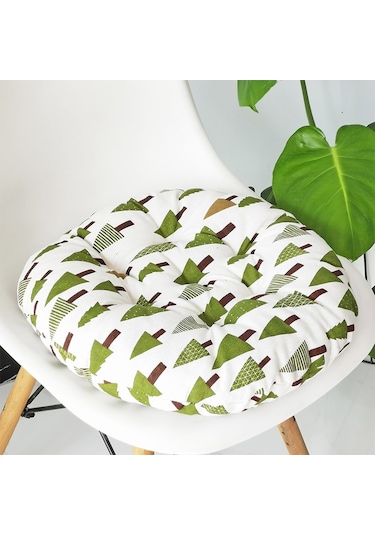 40*40cm Yuvarlak Sandalye Pedi Yumuşak Minder Pine Forest