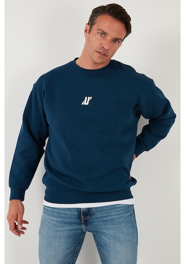 Buratti Regular Fit Bisiklet Yaka Pamuklu Içi Tüylü Yumuşak Şardonlu Erkek Sweat 5905405 Indigo