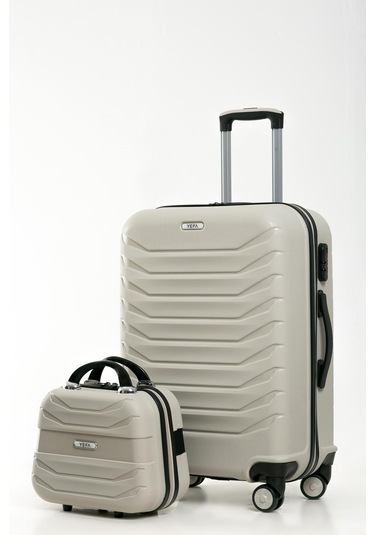 Yefa Pp Polipropilen Kırılmaz Kabin & Orta & Büyük Ve Makyaj Boy 4'lü Valiz Seti Kemik