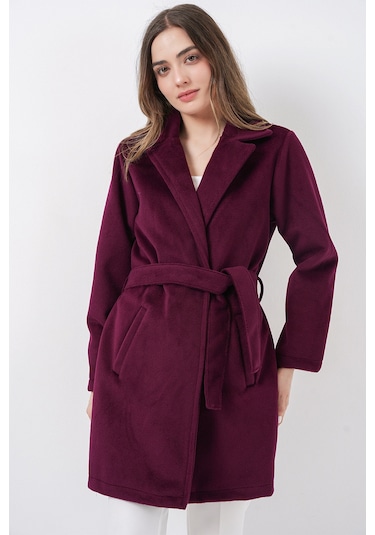 Bigdart Kadın Kuşaklı Kaban 9171 - Bordo