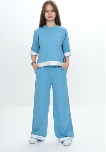 Kız Çocuk %100 Pamuk Kısa Kollu Garnili Truvakar Kol 2 İplik Alt&üst Eşofman Takımı-285-eşt-0011 Mavi Kız Çocuk %100 Pamuk Kısa Kollu Garnili Truvakar Kol 2 İplik Alt&üst Eşofman Takımı-285-eşt-0011 Mavi