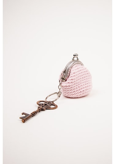 Fabric Craft Bag Mini Bozuk Para Cüzdanı Anahtarlık Klipsli Açık Pembe