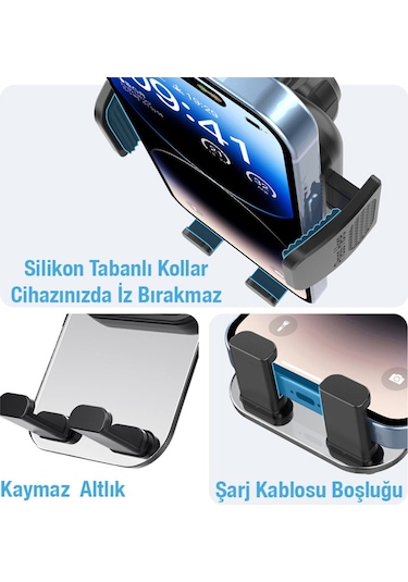 Araç İçi Telefon Tutucu Araba Havalandırma Tip Mekanik Kurmalı