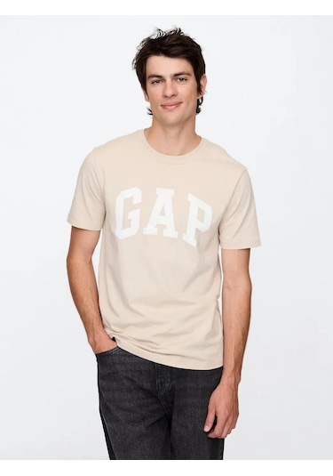 Gap 856659023 V-everyday Soft Basic Logo T Erkek Tişört Bej
