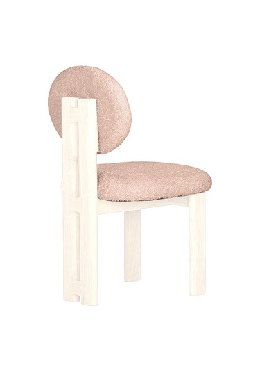 Coco İskandinav Teddy Natural Ahşap Bohem Sandalye Beyaz - Krem