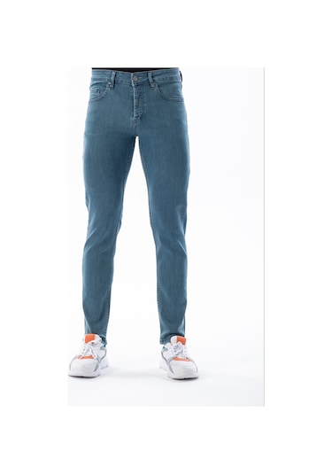 Digital Jeans Erkek Slim Fit Dar Kesim Dar Paça Kot Pant Açık Yeşil Açık Gri