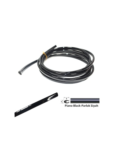 U Tip Geçmeli Krom Nikelaj Şerit Piano Black 5 Metre