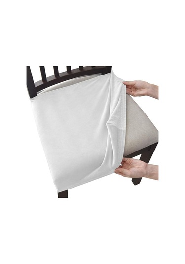 Beyaz Kadife Sandalye Koltuk Kapakları Çıkarılabilir Yıkanabilir Anti-toz Streç Spandex Yemek Odası Döşemeli Sandalye Koltuk Slipcovers