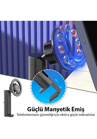 Polham Magsafe Mıknatıslı Açı Ve Yön Ayarlı Sıkıştırmalı Masaüstü Telefon Tutucu, Sehpa, Koltuk Uyumlu