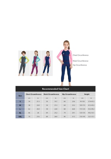 Geeksen Kız Çocukları İçin Tek Parça Uzun Kollü Güneşten Koruyucu Hızlı Kuruyan Yüzme Mayo - Pembe S Fuşya