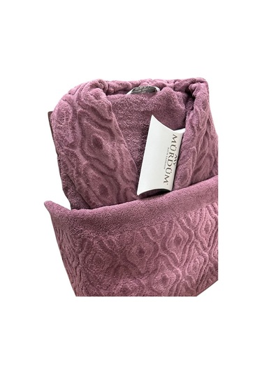 Banyo Çeyiz Seti, %100 Pamuk Bornoz Takımı, 8 Parça Aile Bornoz Seti, Havlu & Havlu Seti Mor-krem Mor