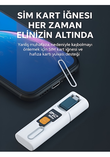 7 İn 1 Çok İşlevli Type-c Usb Micro Lightning Dönüştürücü Seyahat Seti Apple Uyumlu iPhone Android Pc Beyaz