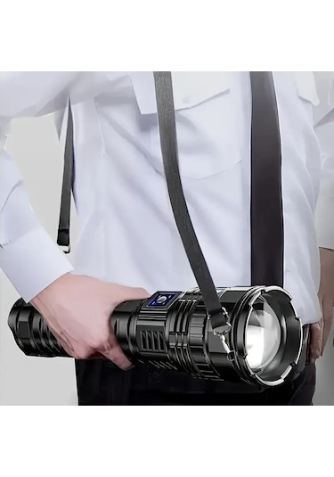 Valkyrie Ultra Güçlü Yüksek Parlaklık M80 Led Şarjlı El Feneri 6000mah Powerbank Siyah