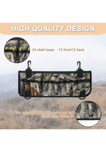 Aubyhe Kamuflaj Neopren Askeri Bel Çantası - Avcı Mühimmat Depolama Çantası Gri Desenli 36x13cm