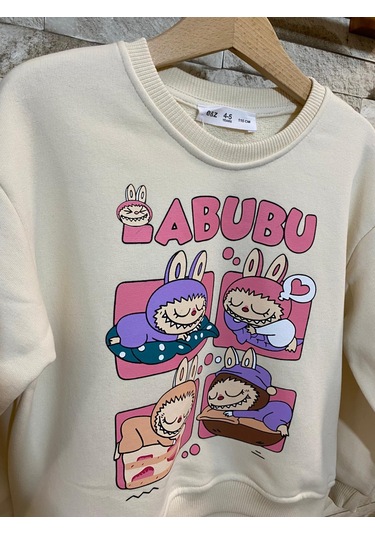 Aysbebe Labubu Baskılı Sweat Kız Çocuk Krem 2254