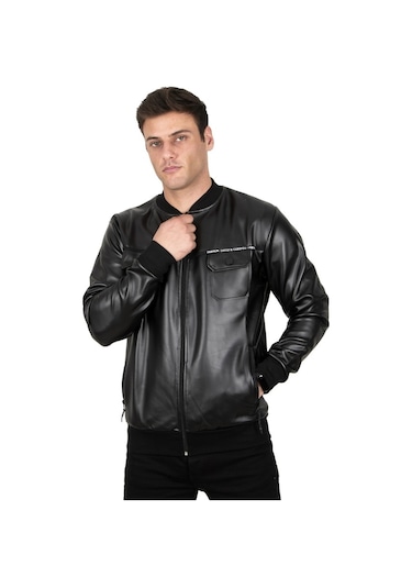 Deepsea Erkek Siyah Suni Deri Kolej Mont 23020660 Siyah