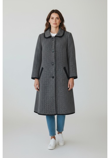 Kadın Önü Düğmeli Cepli Kalın Triko Hırka Vizon