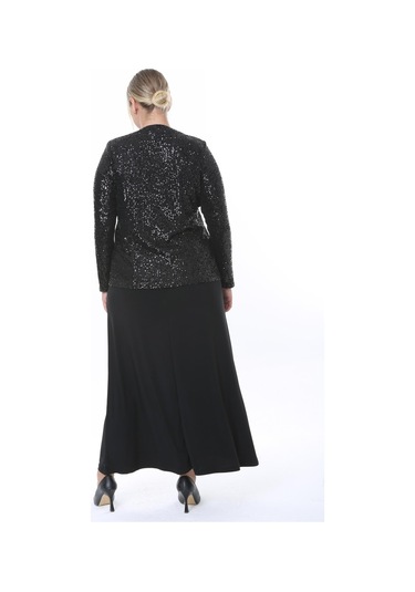 Büyük Beden 3811 Siyah Ceket+elbise Takım 001