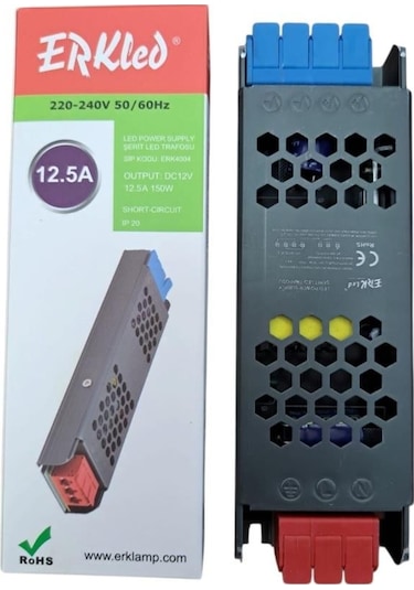 Erkled Ultra Slim 12v Ip20 150w 12,5 Amp Led Trafo Erk-4004