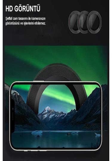 iPhone 13 Uyumlu Alüminyum Alaşım Temperli Cam Kamera Lens Koruyucu - Gümüş