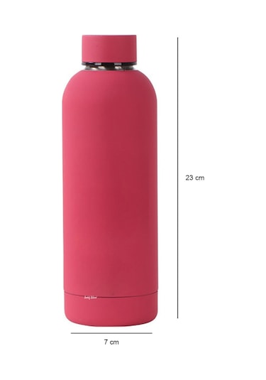 Exclusive 500 Ml Rubber Gövde Çay Termos Kupa Suluk Şişe Bardak Mug Fuşya