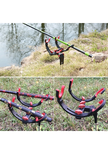 Dianziye İki Balıkçılık Kamışı Tutabilir Ayarlandırabilen Abs + Paslanmaz Çelik Toprak Takılı İki Kollü Kamış Tutucu