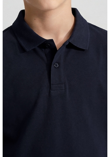 Tommy Life Lacivert Polo Yaka Standart Fit Basic Unisex T-shirt - 11330