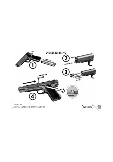 Denix-automatıc .45 Pıstol M1911a1,usa 1911 Wwı & Iı -jdnx8312