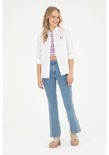 U.s. Polo Assn. Kadın Beyaz Gömlek Basic 50283991-vr013 Beyaz