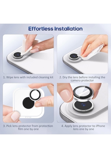 İphone Uyumlu 17 Air Kamera Koruyucu Premium Safir Gece Çekim Destekli Lens Koruma Parlak Temperli Cl