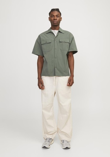 Jack & Jones Erkek Göğüs Cepli Oversized Gömlek - Altitude 12251280 Agave Green Yeşil