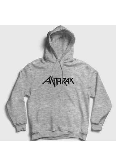 Presmono Unisex Anthrax Kapüşonlu Sweatshirt Gri Melanj