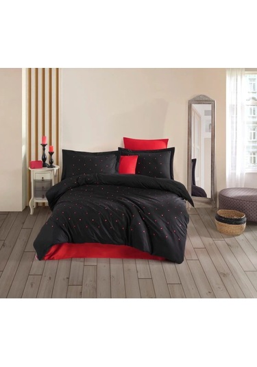 Hobby Çift Kişilik Poplin Premium Nakışlı Nevresim Lubow Siyah Çok Renkli