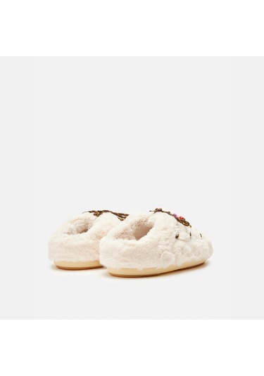 Terlik Kadın Diğer 80d1460250-l002 Moon Boot Mule Faux Fur Beads Cream Krem