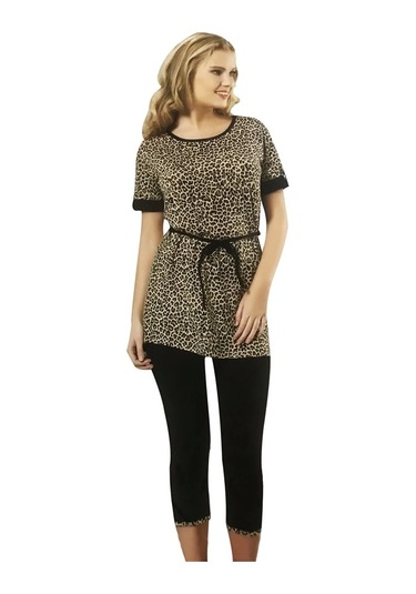 Kadın Leopar Baskılı Tayt Takım 60009 Leopar
