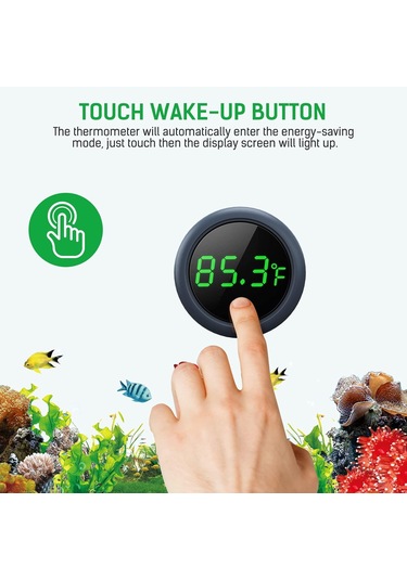 Suofeng Akvaryum Sıcaklık Ölçer - Kablosuz Dokunmatik Led Ekranlı - Yüksek Hassasiyetli Fahrenheit Sıcaklık Gösterici Siyah