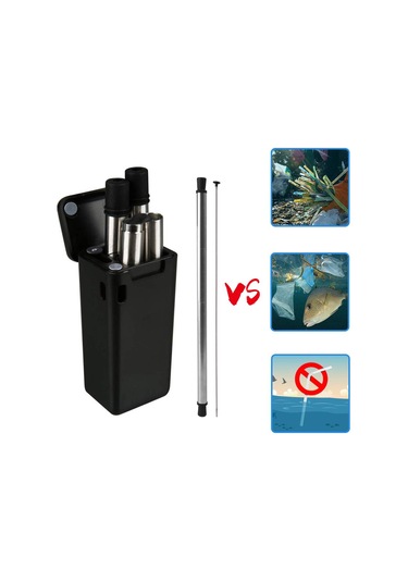 Qingmipy Katlanabilir Paslanmaz Çelik İçecek Pipeti - Taşınabilir, Yeniden Kullanılabilir, Pratik Saklama Kutusu İle Mavi