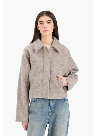 Defacto Regular Fit Polo Yaka Kaşe Mont E8630ax25augr476 Gri