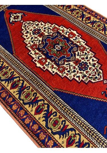 El Dokuma Sıfır Taşpınar Halısı 114x200 Lacivert Kiremit Kök Boya Kiremit