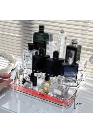 Dofolink Akrilik Üç Katlı Açık Tahta, Parfüm Ve Kozmetikleri Düzenleyici, Şeffaf轻奢展示 Standı, Masaüstü Organizer Şeffaf